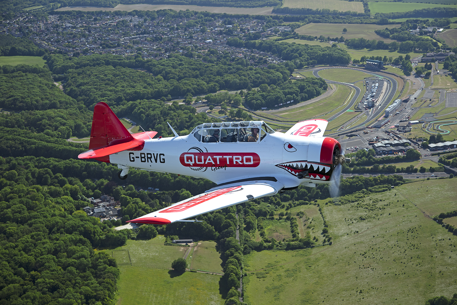 Quattro Air was a project born out of a converstaion with Quattro Group's Managing Director John Murphy to support the companies celebrations of their 30th year in business. The idea was to come up with something quite special and when the opportunity to get our hands on an iconic piece of aviation history, he couldn't say no. Coops Group managed the whole lifecycle of the project, from conception, to purchase of the plane, to the design, including the amazing sharks teeth and it being sprayed. Coops Group were there to sse it roll out of the hanger for it's maiden flight in the Quattro colours from Bournemouth to Upminster Air Drome in Essex. Happy 30th Birthday to everyone at Quattro Group!